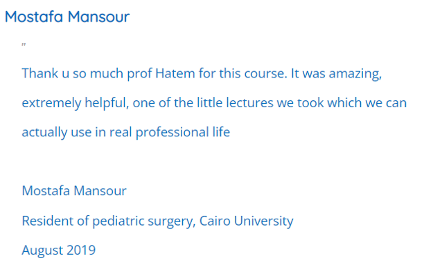 Dr hatem Medical Courses testimonial 7